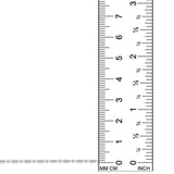 AMANDA PEARL Cylinder and bead chain in recycled sterling silver on a white background next to a ruler.