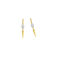AMANDA PEARL ethical diamond drop earrings set in recycled 14k gold with quill spikes at the bottom.
