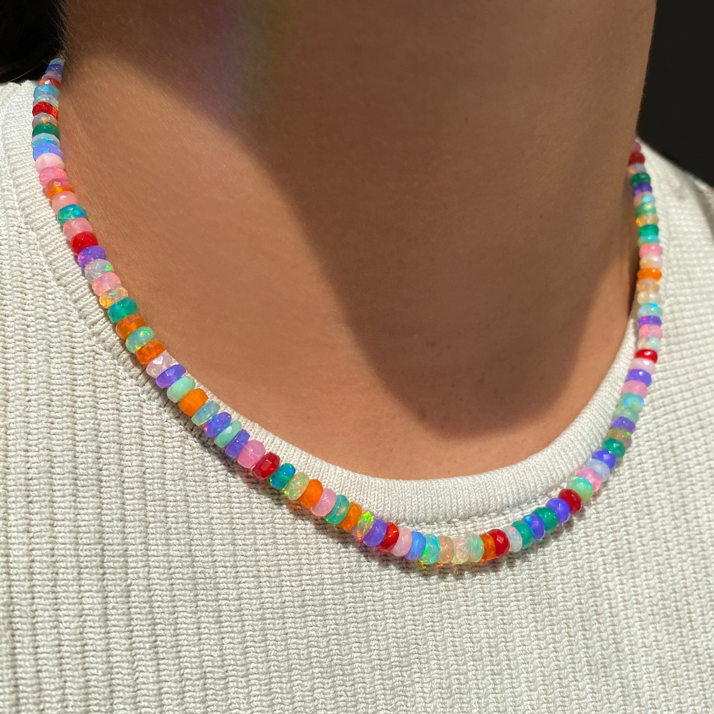 Tie-Dye Faceted Opal Necklace