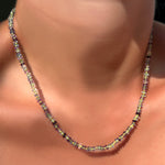 Faceted Fluorite on Neon 18" length on the neck.