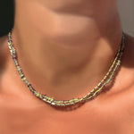 Faceted Fluorite on Neon layred with new sprinkle chain.