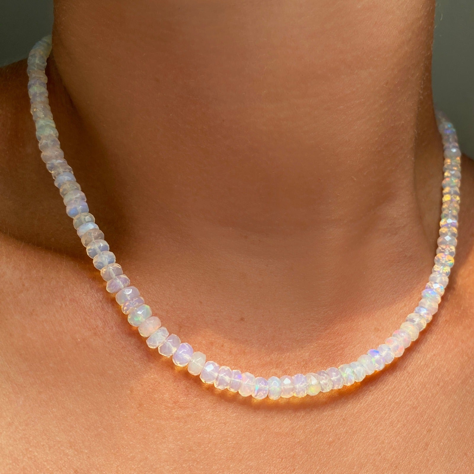 White fire clearance opal necklace