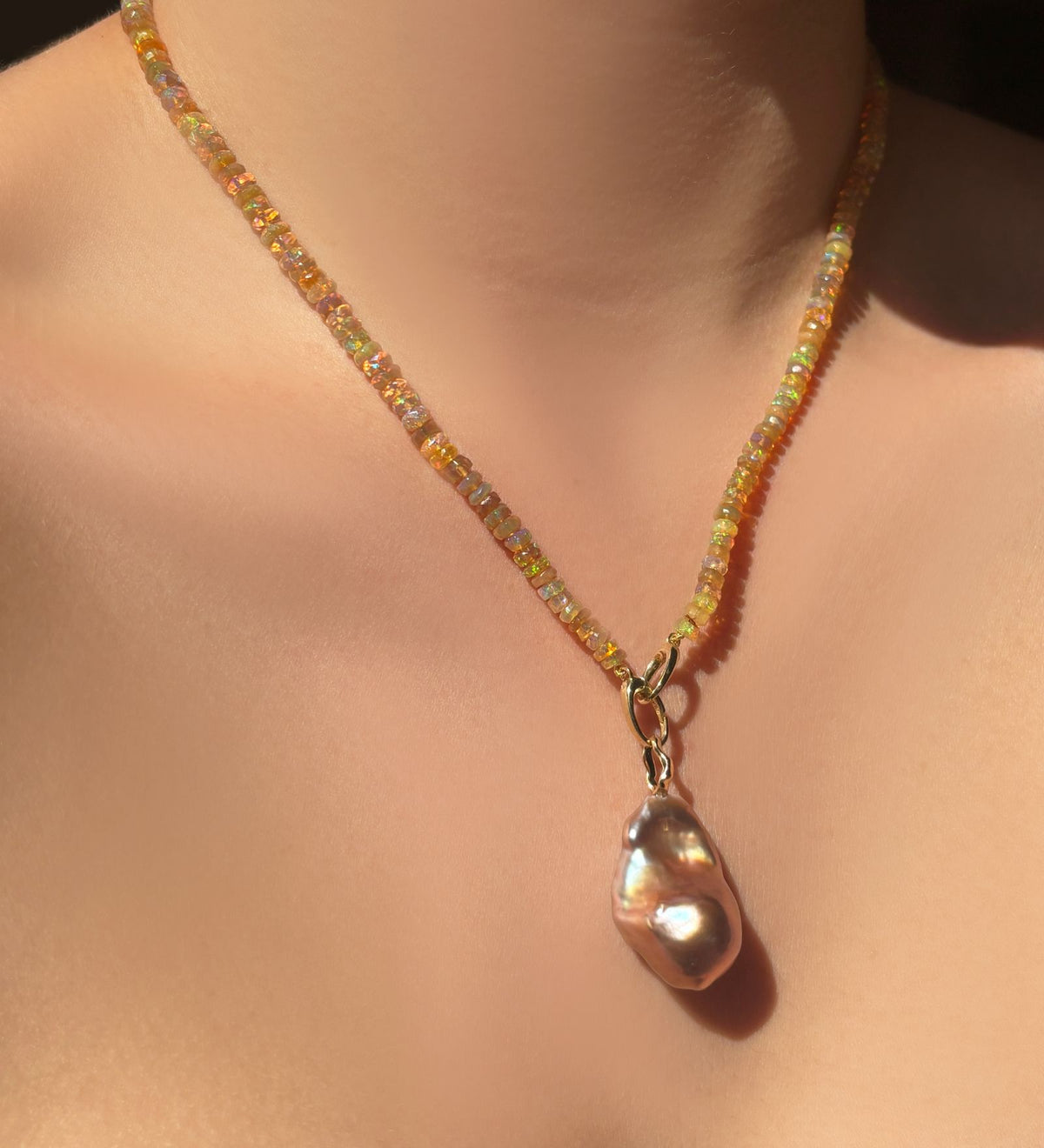 AMANDA PEARL Mercury in Retrograde Faceted Opal Necklace