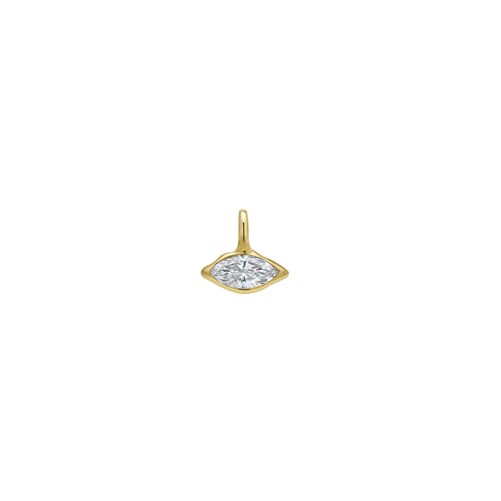 14K Recycled Gold Molten Solitaire Charm in Marquise on a white background