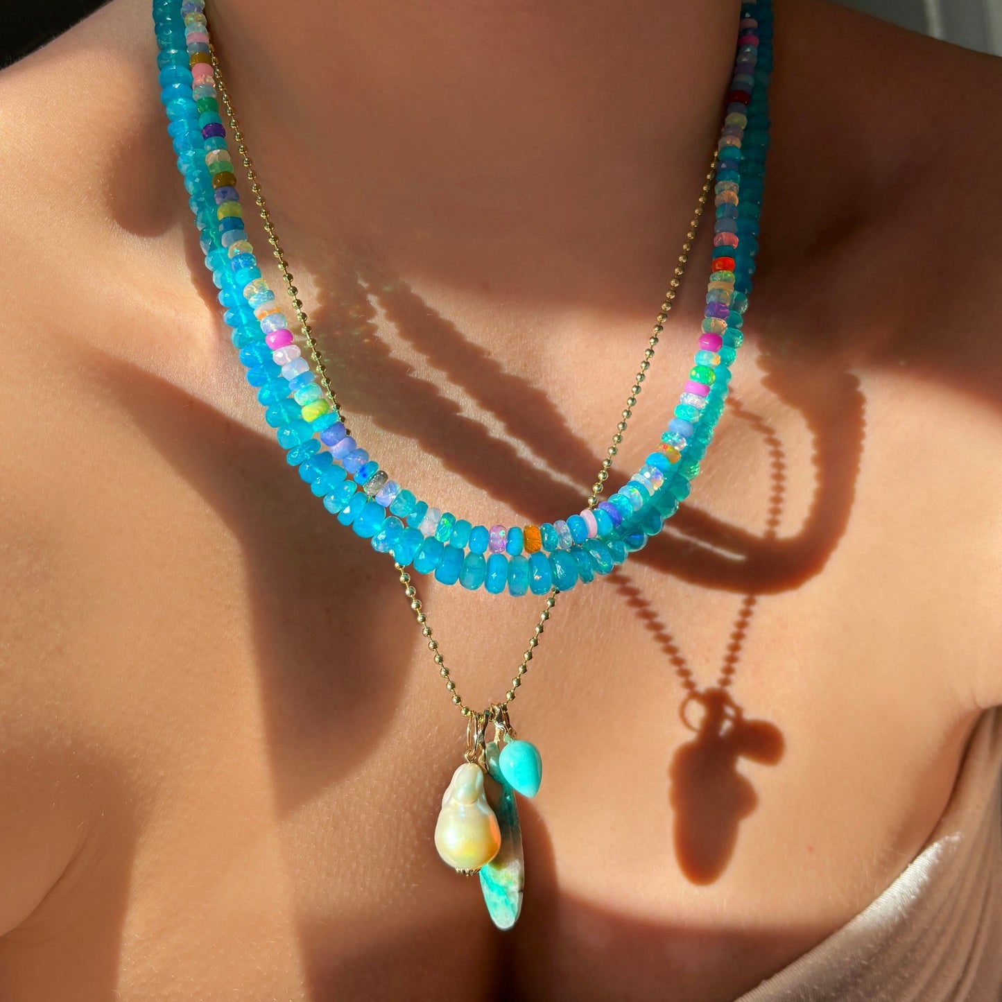 Santorini Disco Faceted Opal Necklace