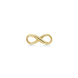 An AMANDA PEARL recycled 14k yellow gold infinity charm lock on a white background.