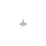 14K Recycled White Gold Molten Marquise Solitaire Charm with Diamond on a white background 