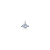 14K Recycled White Gold Molten Marquise Solitaire Charm with Diamond on a white background 