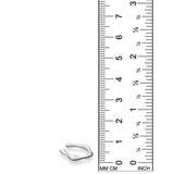 AMANDA PEARL Molten Midi Ear Cuff in recycled sterling silver on a white background next to a ruler.
