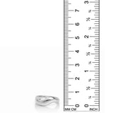 AMANDA PEARL Molten Ring in recycled sterling silver on a white background next to a ruler.