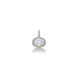 14K Recycled White Gold Molten Solitaire Oval Charm with a Lab Grown Diamond
