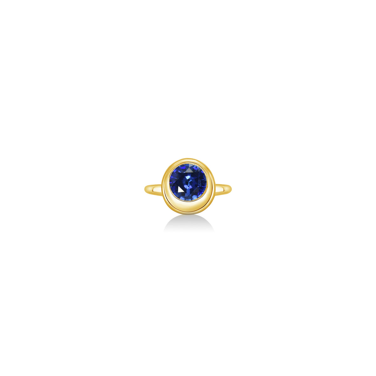 Molten Solitaire Ring Round Sapphire