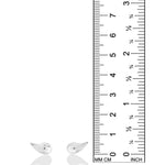AMANDA PEARL Molten Stud Earrings in recycled sterling silver on a white background next to a ruler.