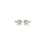 White Gold Molten Studs with diamond pavé on a white background.