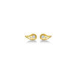 Yellow Gold Molten Studs with diamond pavé on a white background.