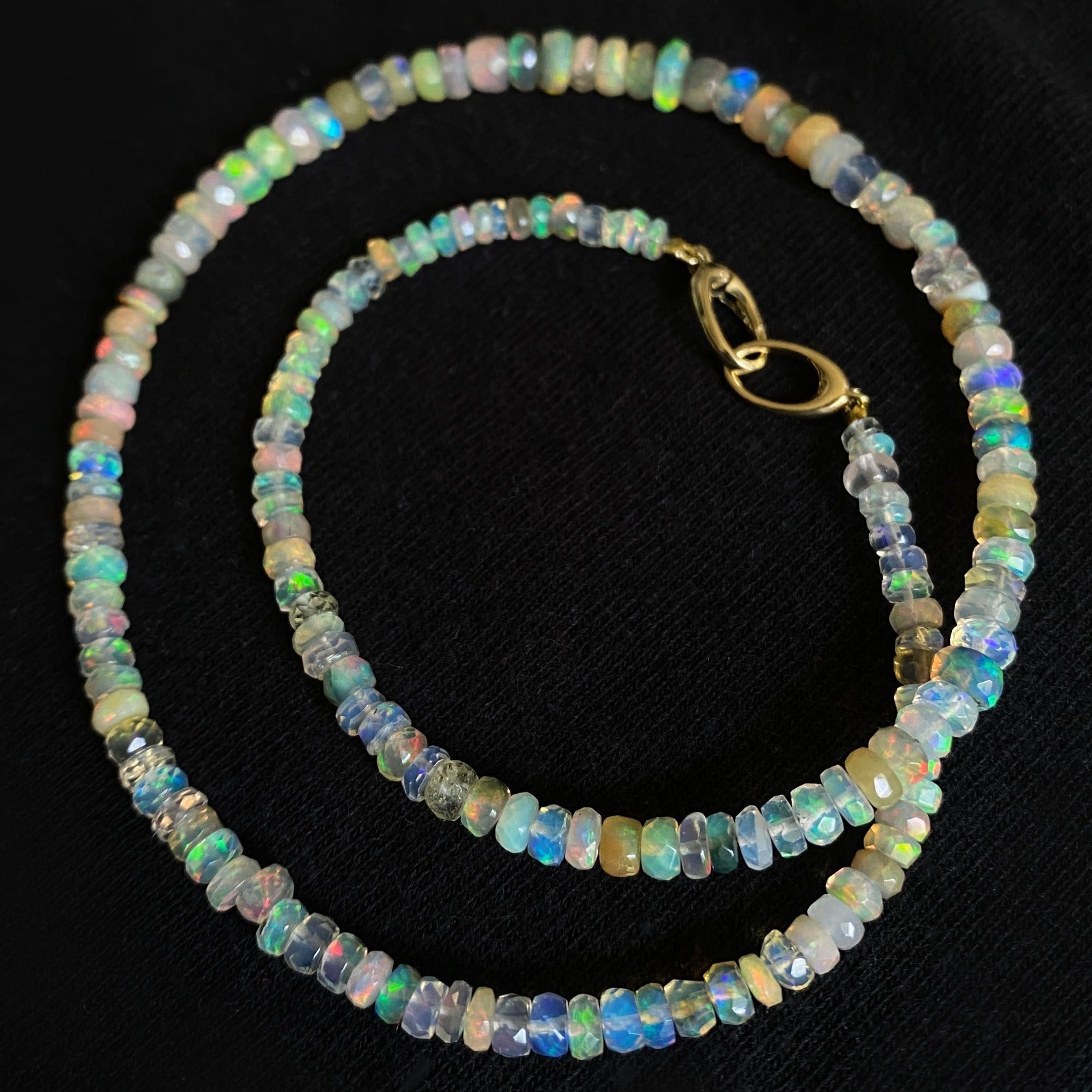 4-7mm 74 Carat Natural Ethiopian Opal Faceted Beads , popular Round Faceted Opal Gemstone , Opal Beads Necklace , Yellow Opal Beads , Gift For Her