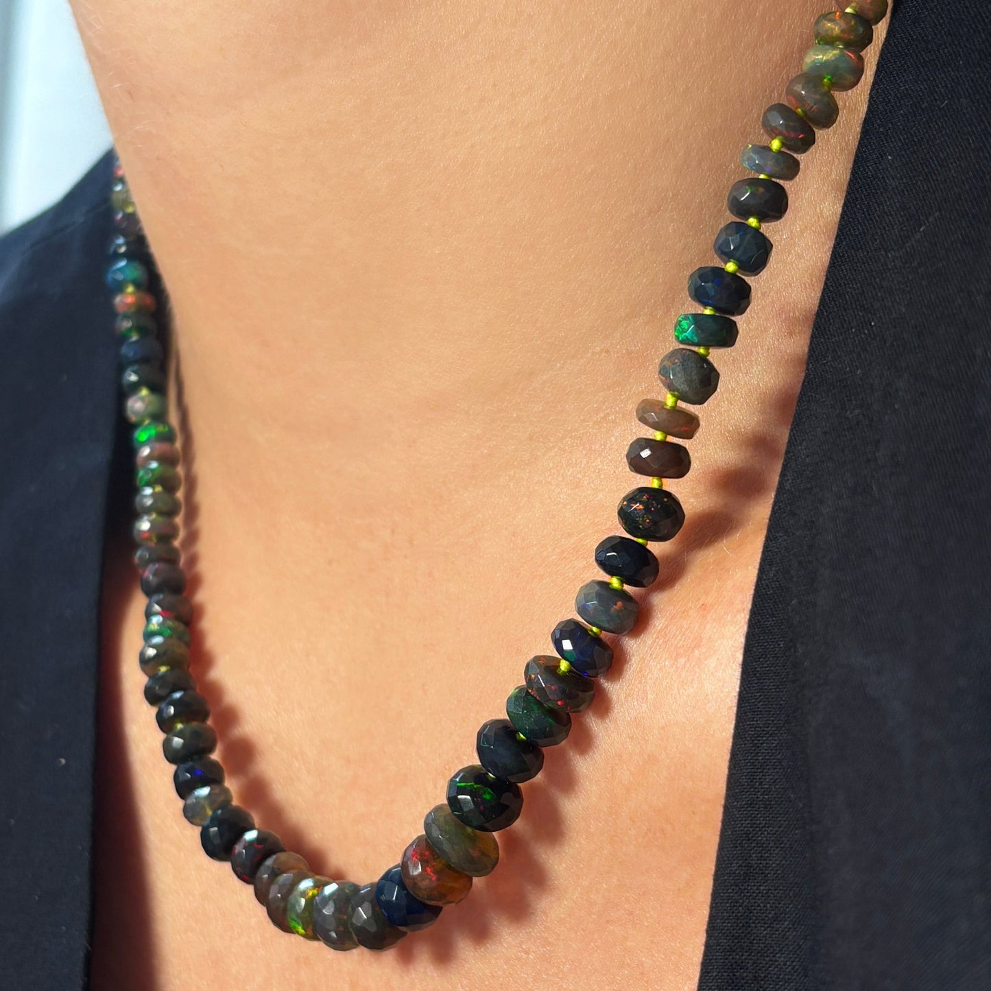 Solar Eclipse Faceted Opal Necklace