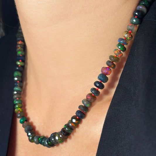 Solar Eclipse Faceted Opal Necklace