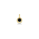 Round molten solitaire charm with black onyx.