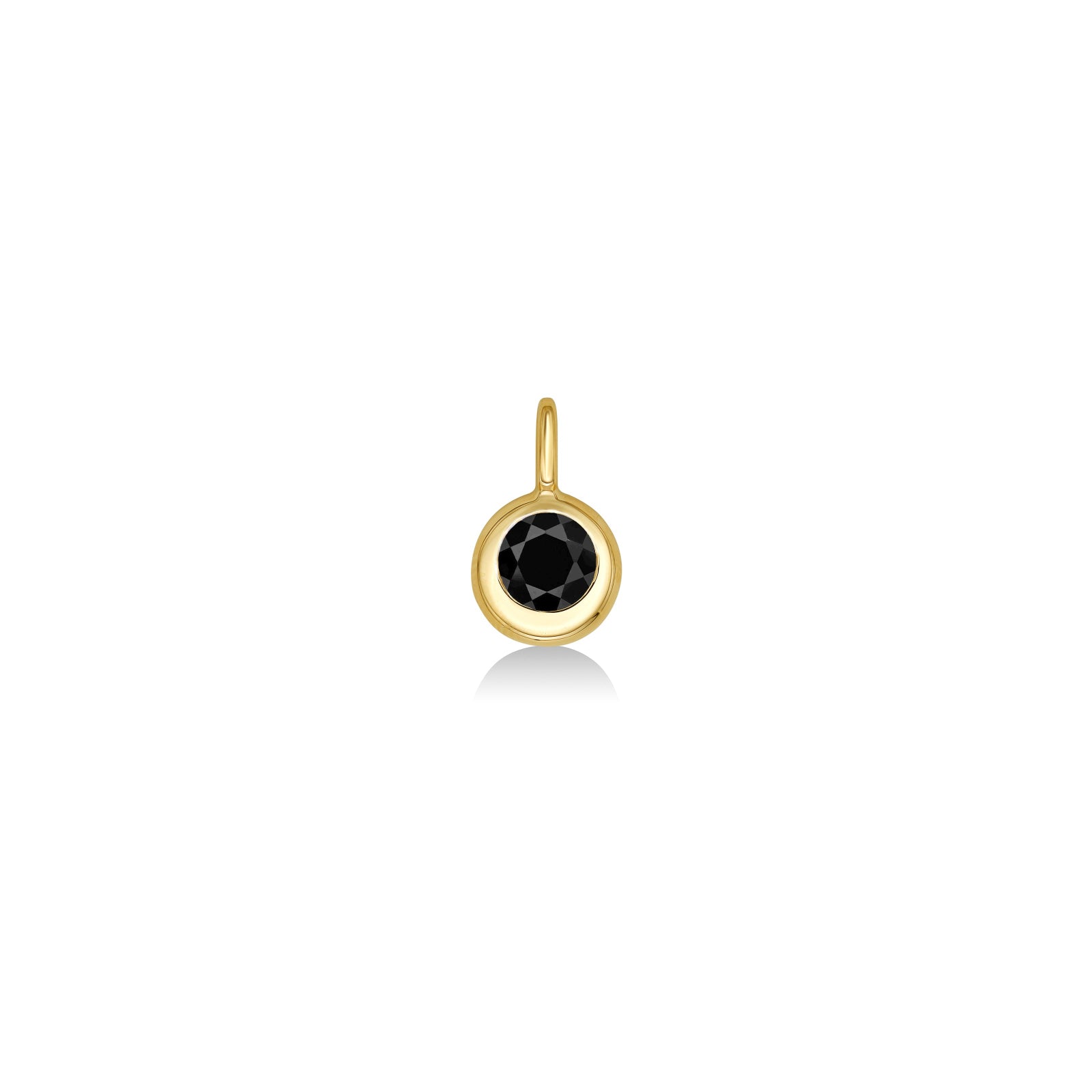 Round molten solitaire charm with black onyx.