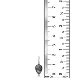 AMANDA PEARL Rutilated Quartz Drop Charm with recycled sterling silver ripple bale on a white background next to a ruler.
