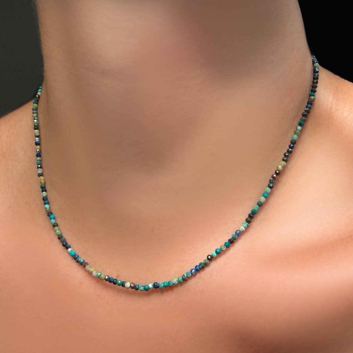 Slim Gemstone Necklace: Chrysocolla