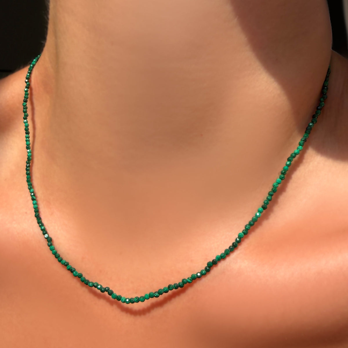 Slim Gemstone Necklace Malachite