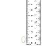 The AMANDA PEARL small oval charm lock in Sterling Silver, set against a ruler showing it's height to be 12mm.