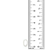The AMANDA PEARL small oval charm lock in Sterling Silver, set against a ruler showing it's height to be 12mm.