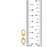 Triple Link Charm Lock on white background next to a ruler.