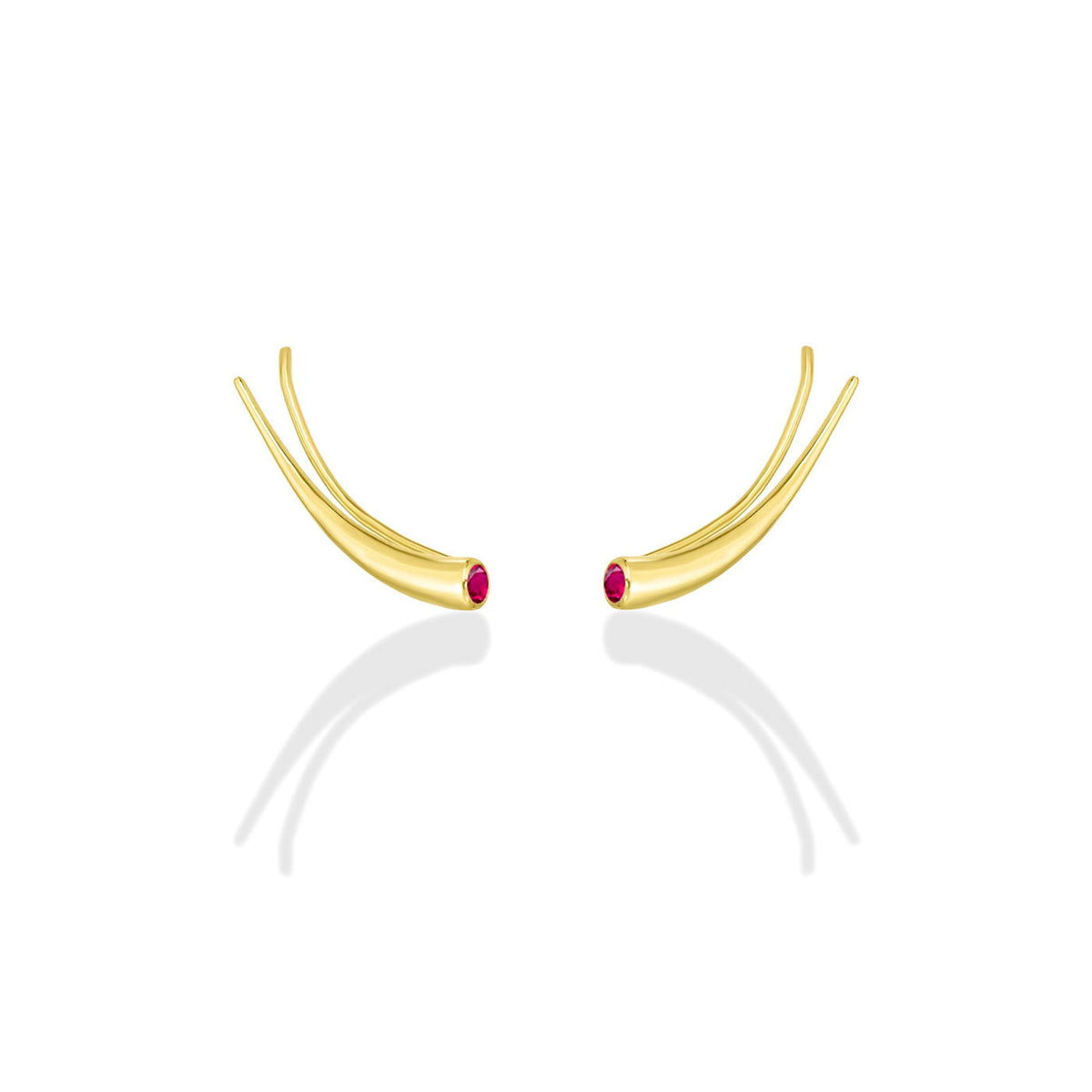 Curved Quill Climber Earrings Ruby