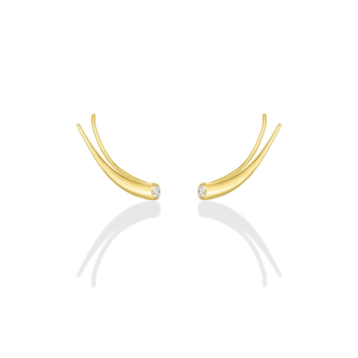 Curved Quill Climber Earrings: Diamond