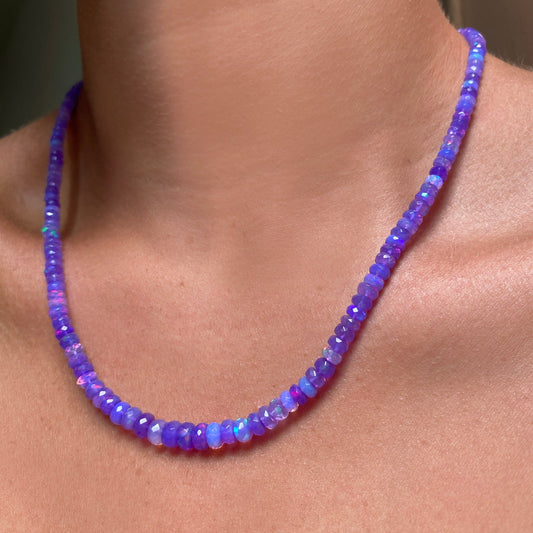 Violet Faceted Opal Necklace