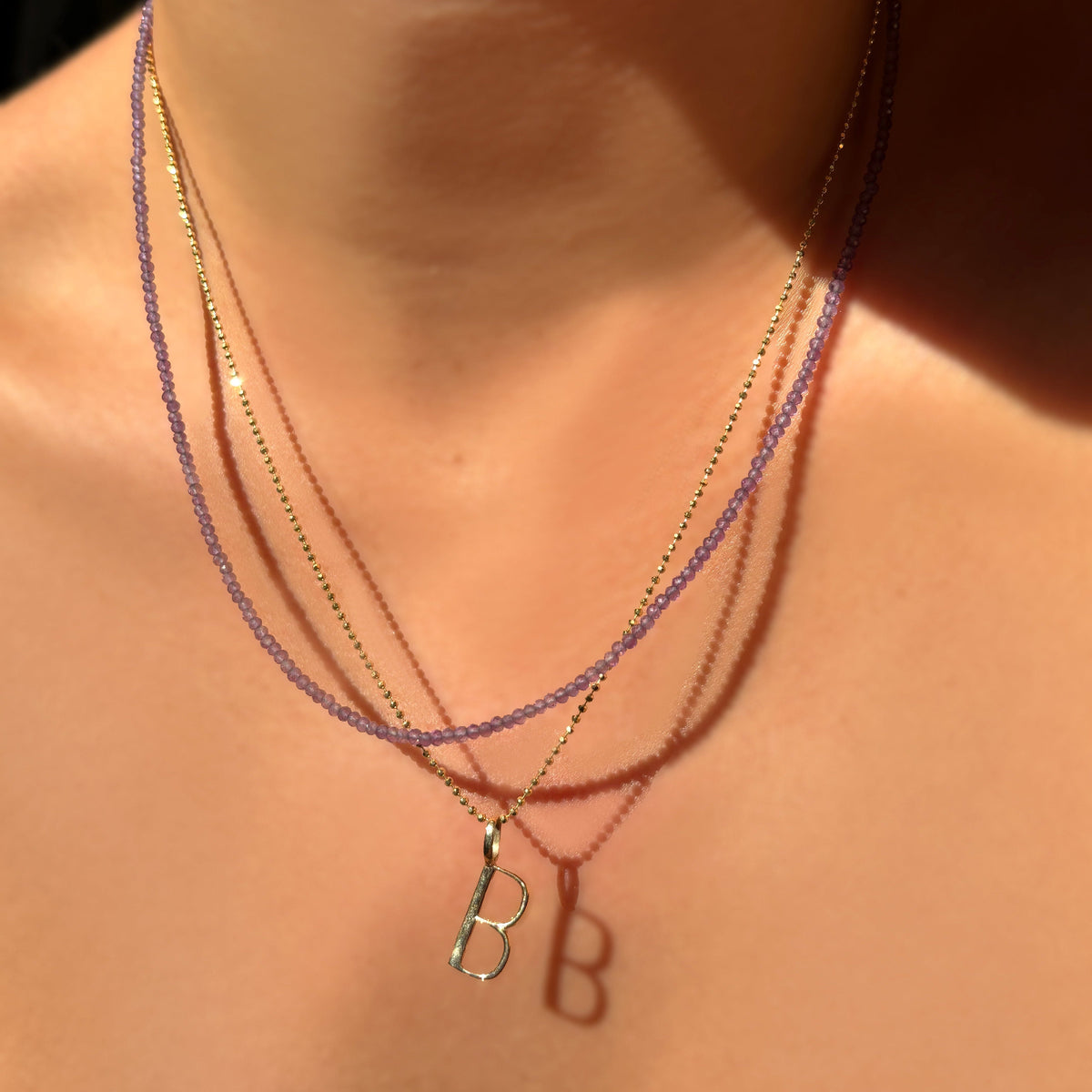 Slim Gemstone Necklace Amethyst