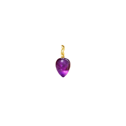 Amethyst acorn drop charm with 14k gold bail