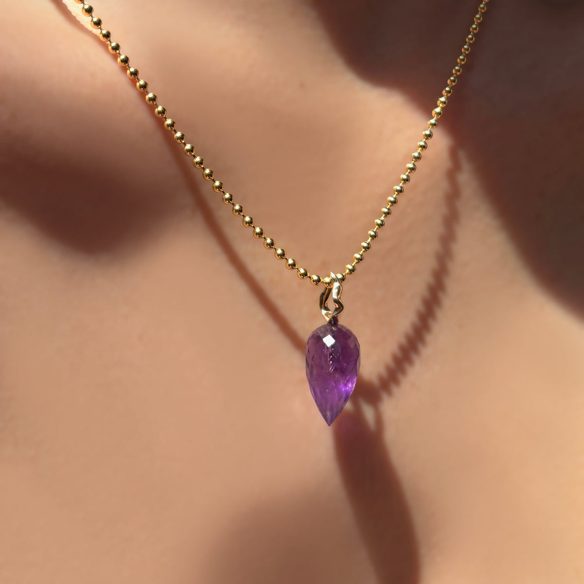 Faceted Amethyst Drop Charm