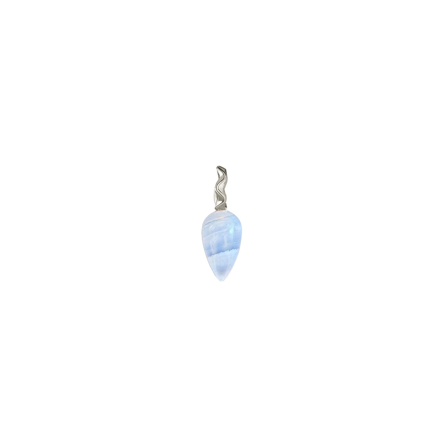 Blue lace agate acorn drop charm with 14k white gold bail