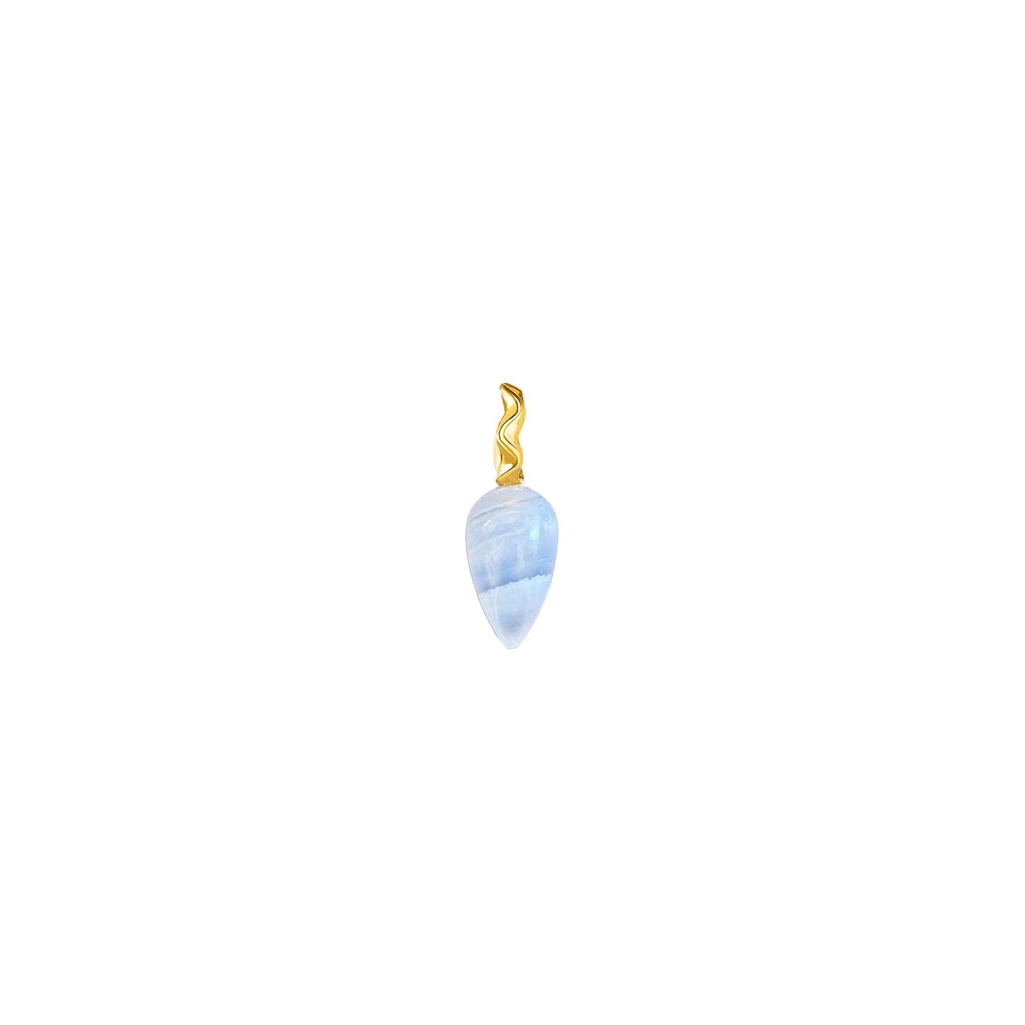 Blue lace agate acorn drop charm with 14k gold bail
