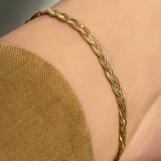 14k gold Braided Fox Chain Anklet