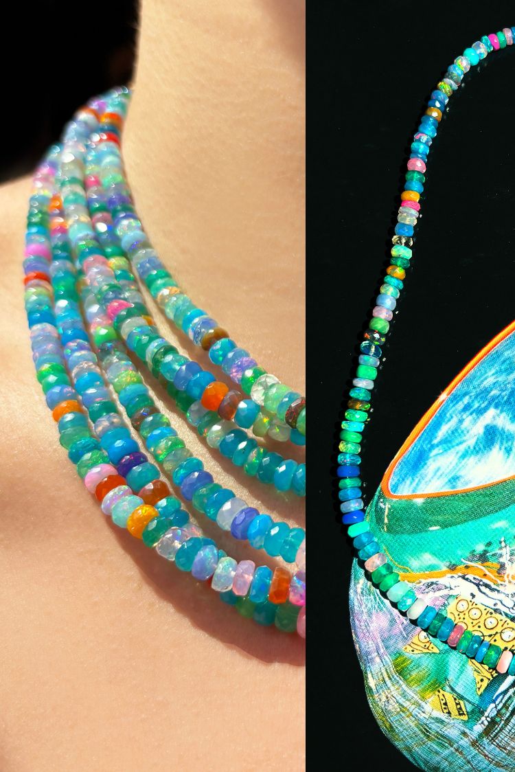 new blue opal necklaces