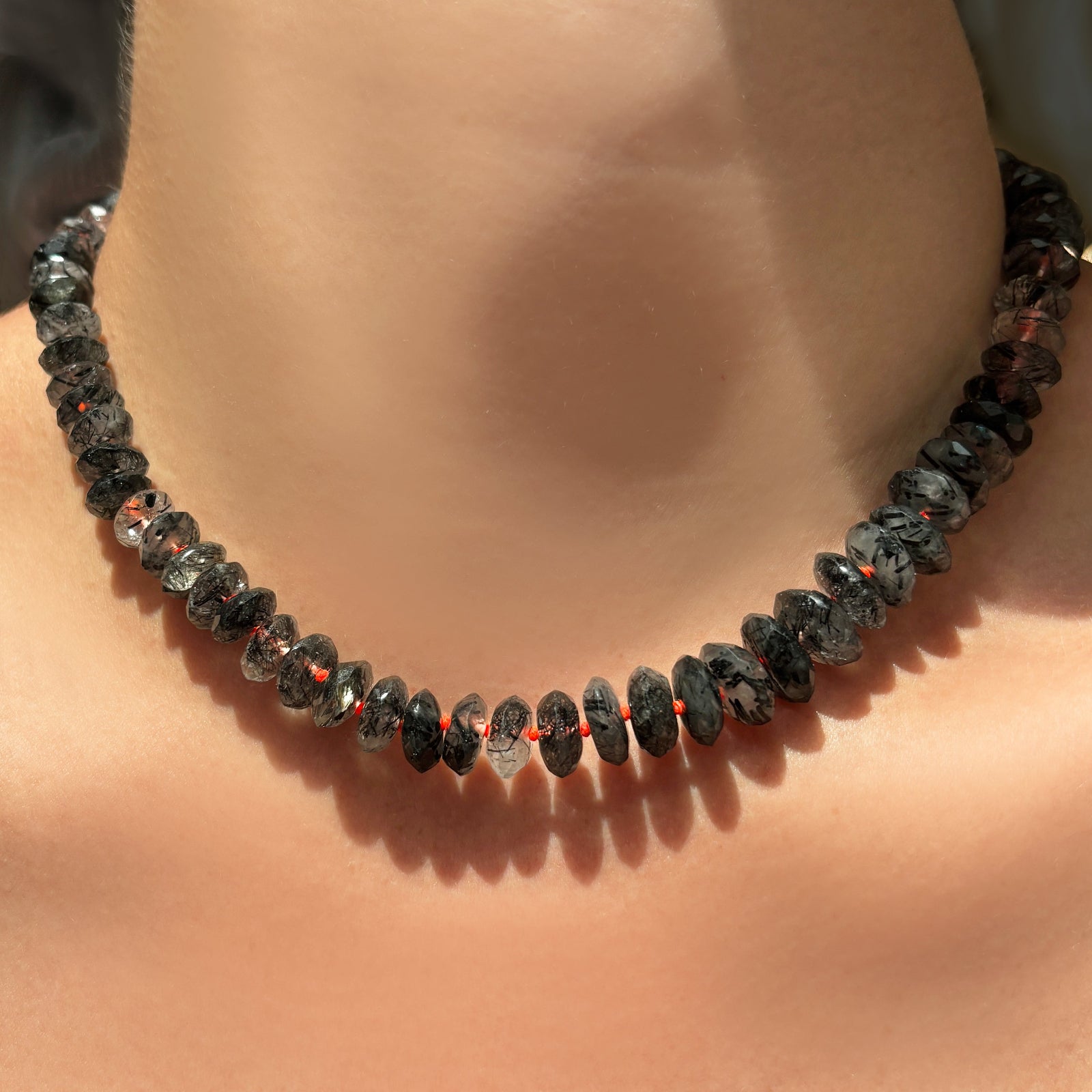 Rutilated Quartz on Neon Red Thread Necklace – AMANDA PEARL