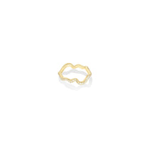 14k recycled gold Ripple Ring with Full Pavé. Cultured Diamonds