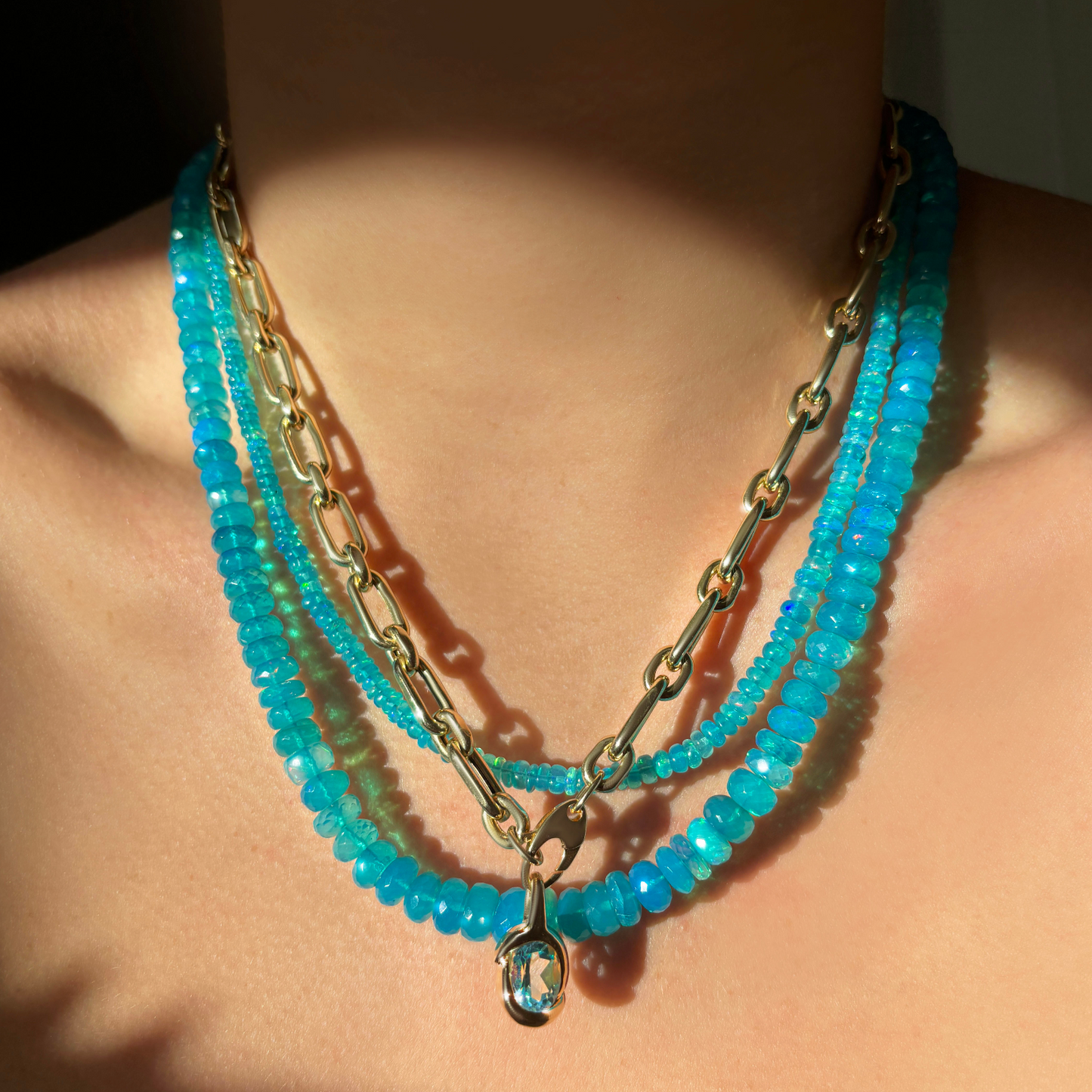 Mediterranean Blue Faceted Opal Necklace