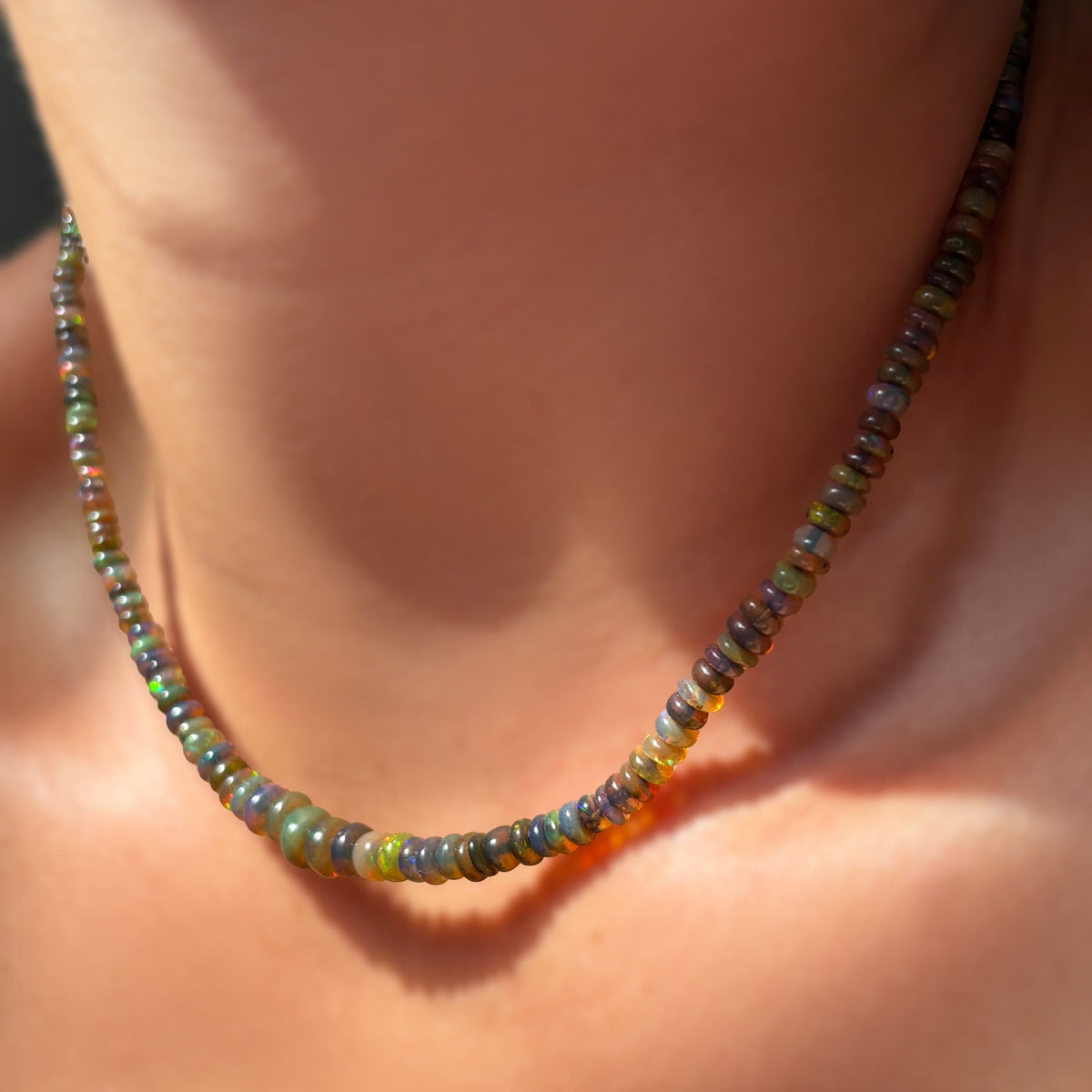 River Stone Grey Opal Necklace
