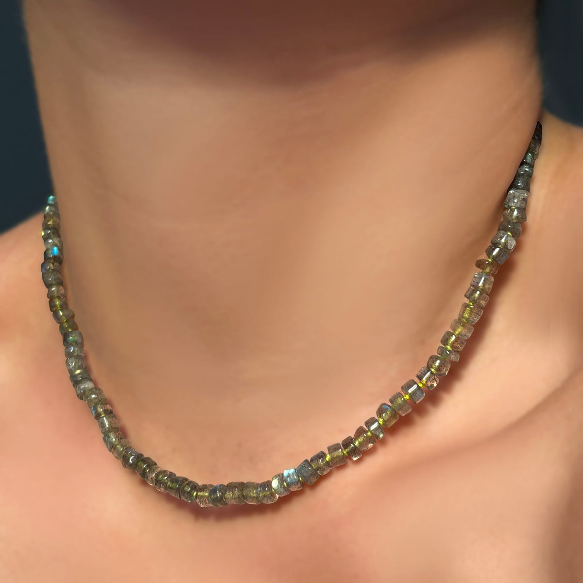 AMANDA PEARL Labradorite Heishi Necklace