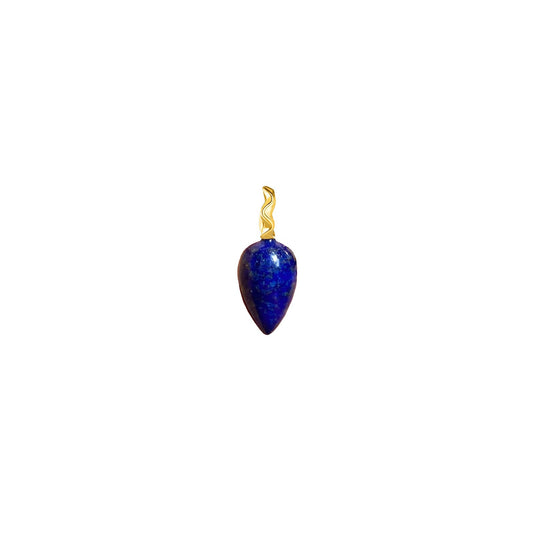 Lapis acorn drop charm with 14k gold bail