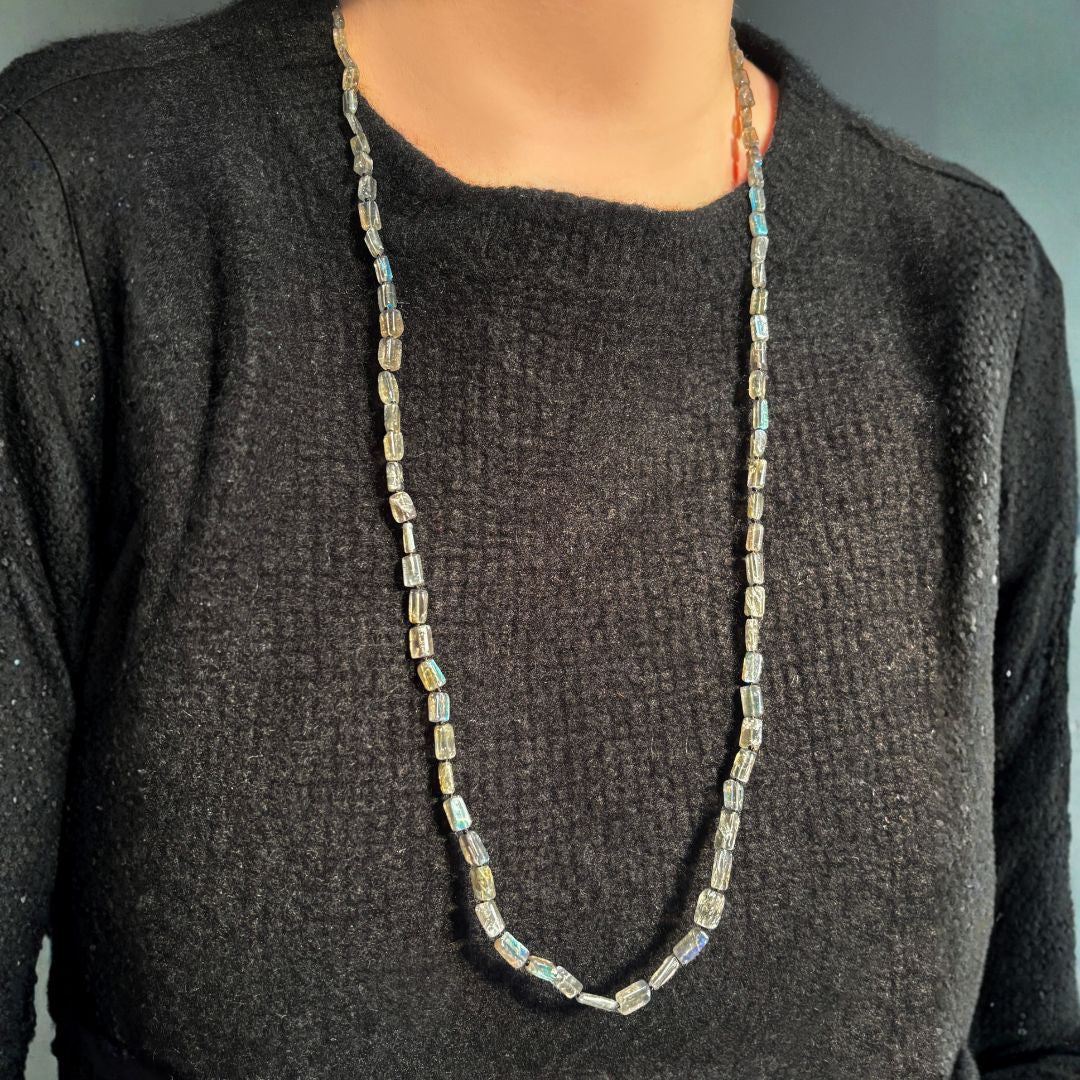 Flat Rectangle Labradorite Necklace