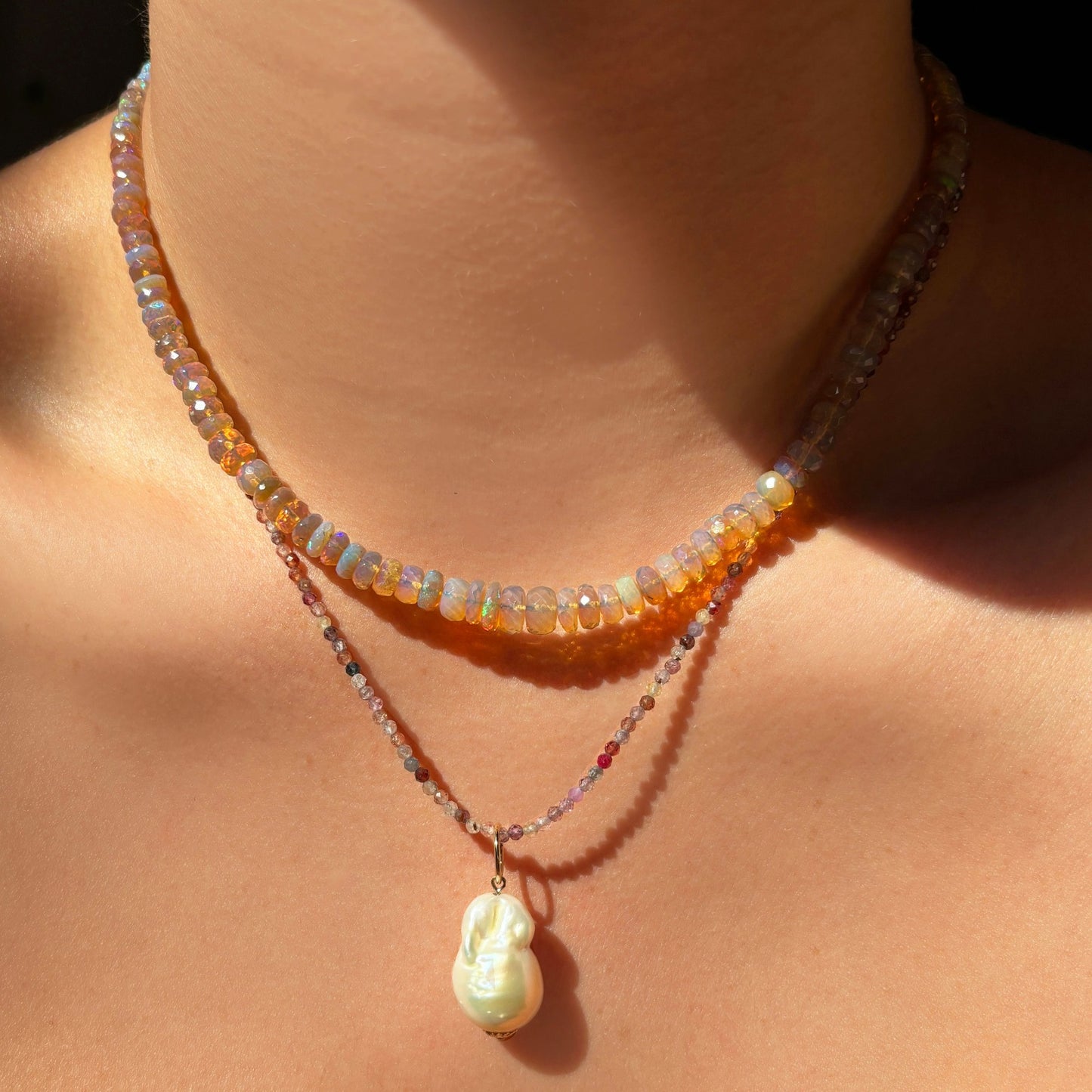 Seattle Sunrise Faceted Opal Necklace