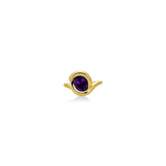 The Amanda Pearl Molten knot ring in 14K recycled yellow gold, with deep, rich purple amethyst gemstone.