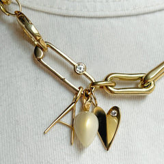 Folded Heart Charm with Diamond